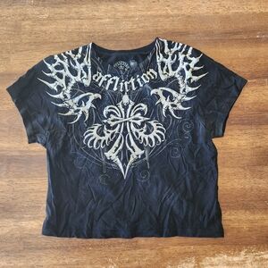Affliction Women's Black and White Graphic Tee